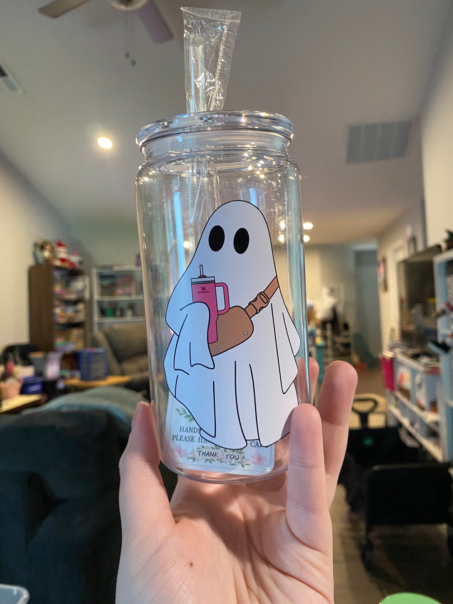 Ghost and Cup Plastic Libbey