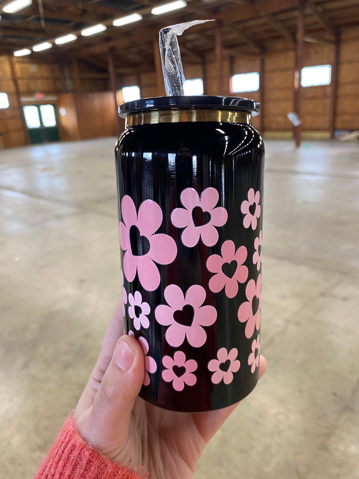 Pink Flowers Stainless Steel
