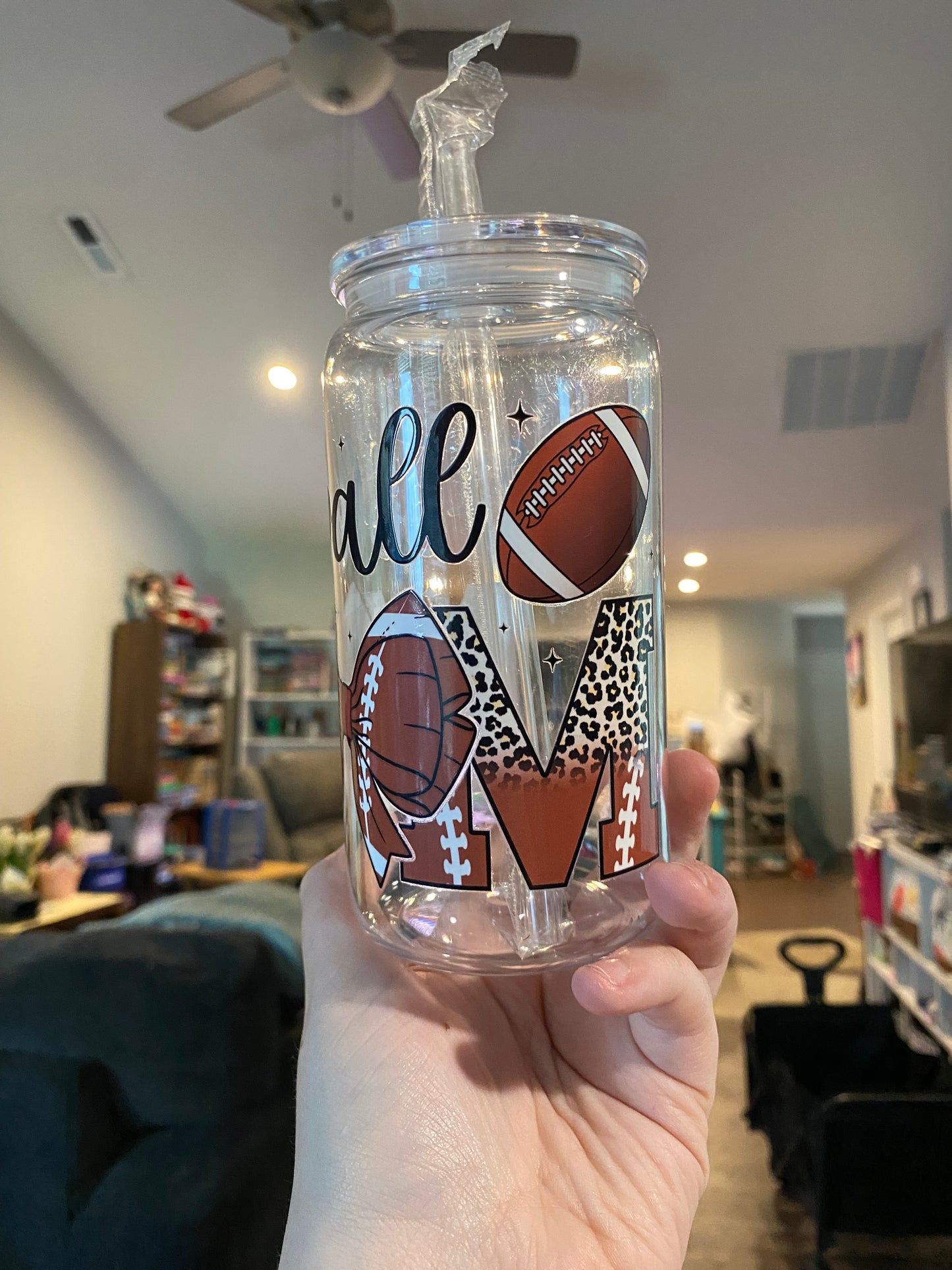Football Mom  Plastic Libbey