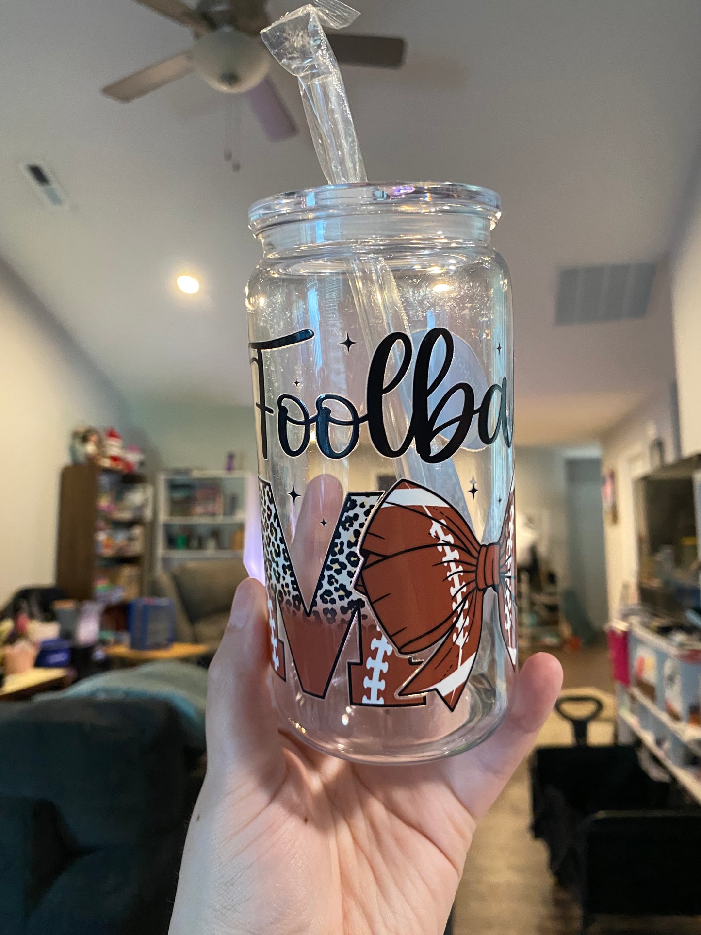 Football Mom  Plastic Libbey
