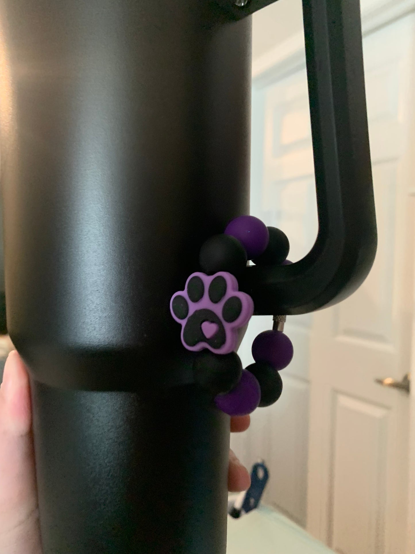 Purple Paw Print Cup Charm