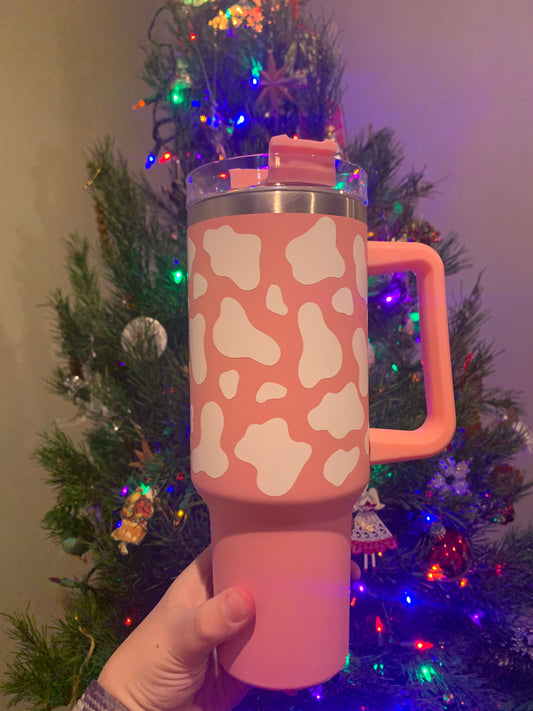 Cow on Light Pink 40 oz