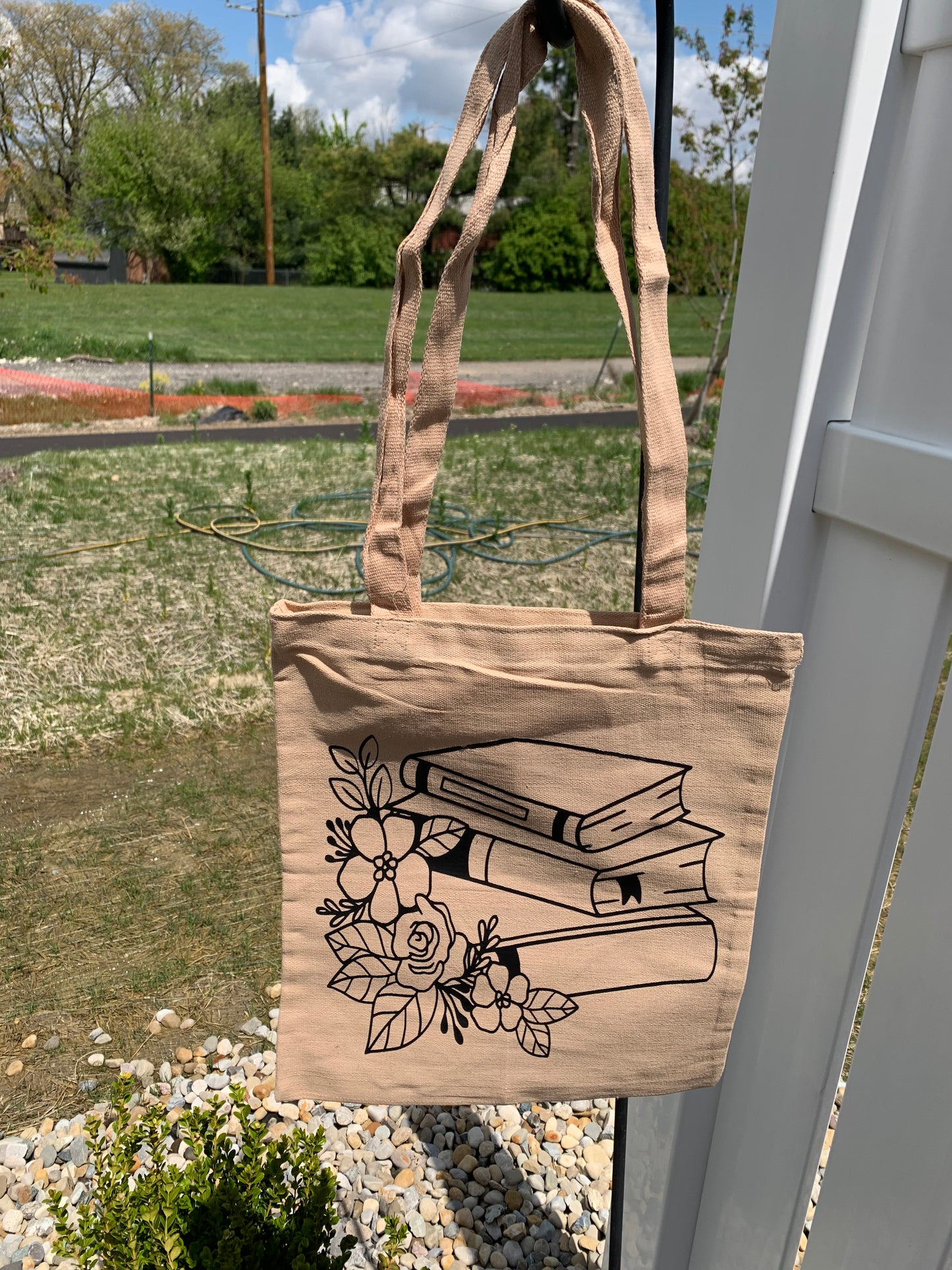 Books and Flowers Canvas Bag