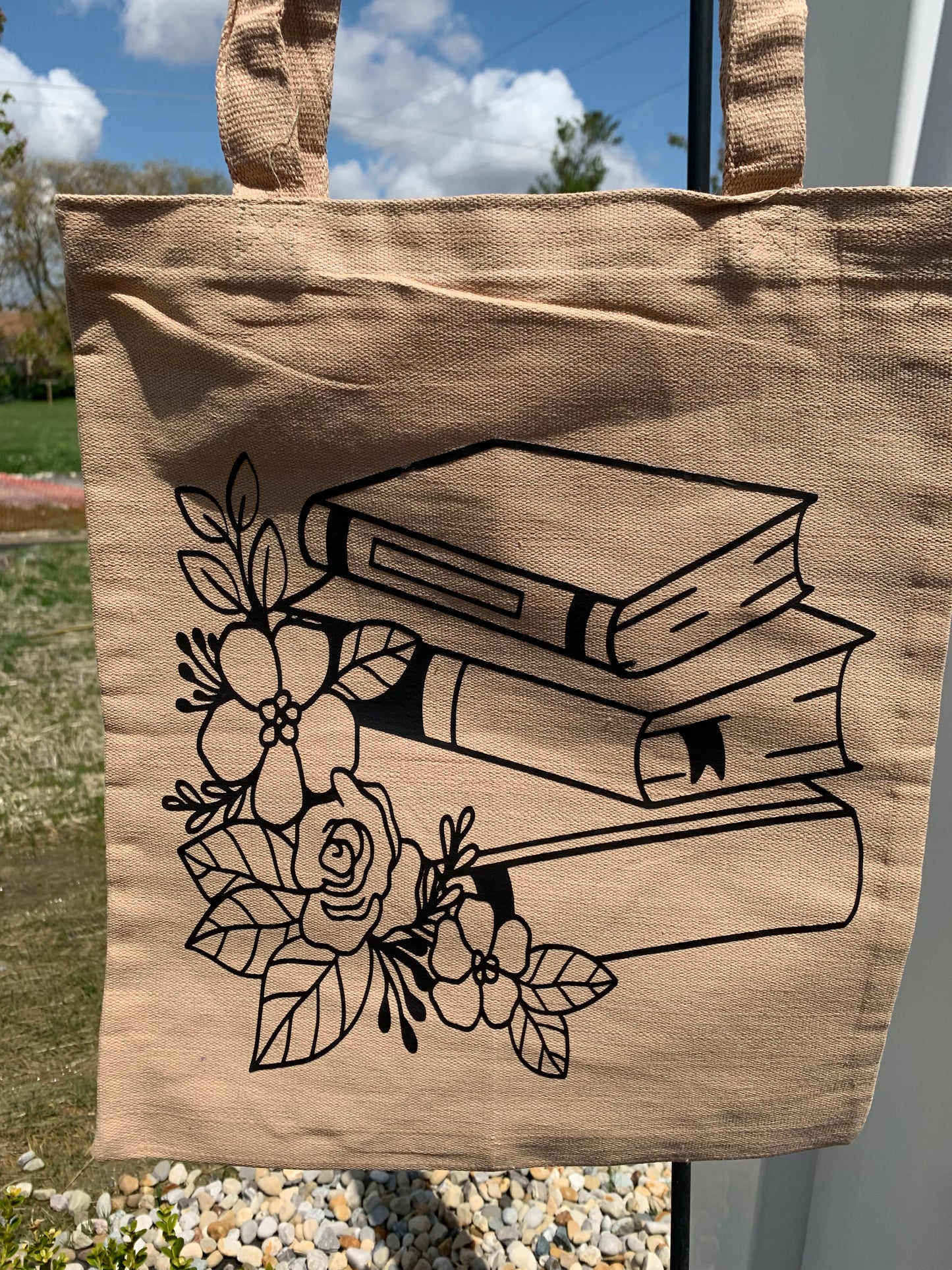 Books and Flowers Canvas Bag